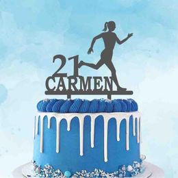 Party Supplies Other Event & Personalized Jogging Cake Topper Custom Name Age Woman Running Silhouette For Runner Birthday Decoration