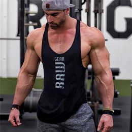 mens cotton tank tops shirt gym fitness vest sleeveless male casual bodybuilding sports man Workout clothes clothing 220713