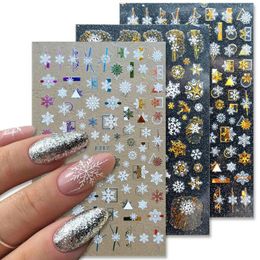 Stickers & Decals Christmas Snowflakes Nail Xmas Transfer UV Gel Winter Manicure DecorationsStickers