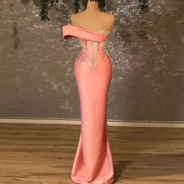 Elegant Mermaid Prom Dresses 2022 For Women Beading Strapless Birthday Party Gowns Crystal Celebrity Formal Evening Dress Robe De Soirre