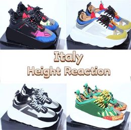 Italy Casual Shoes Designer Shoes Chain Reflective Height Sneakers Triple Black White Suede Reaction Mens Womens Lightweight Trainers