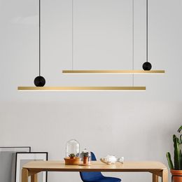 Pendant Lamps Modern Led Long Strip Nordic Postmodern Design Dinning Living Room El Hall Gold Hanging Lighting FixturesPendant