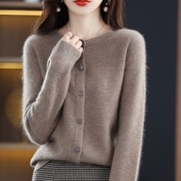 Cardigã de lã para feminino Autumn e inverno Novo camisola de malha solta Linha
