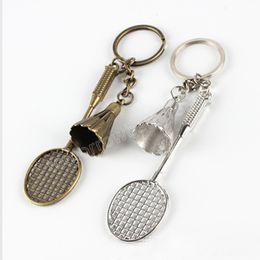 Creative Badminton Racket Keychain Alloy Badminton Ball Pendant Key Chain Unisex Sports Backpack Hanging Decorations Small Gifts