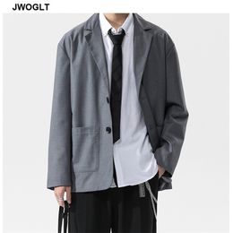 New Arrival Korea Men Blazer Jacket New Fashion Brand Slim Fit Men Suit Black Grey Blazers Men 210412