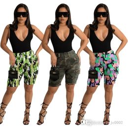 Jeans For Women Fashion Clothing High Waist Camouflage Printed Shorts Sexy Broken Hole Pocket Denim Capris Short Pants