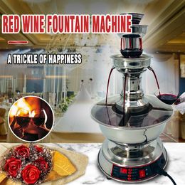 Red Wine Fountain Machine Juice Waterfall Fountains Machines Wines Heater Restaurant Beverage Heat Preservation 3 Tier