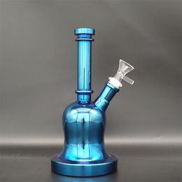 8.9 Inches Blue Thick Glass Metallic Bong Tobacco Smoking Water Pipe Hookah Beaker Bubbler Smoke Pipes Bongs Bottles Dab Rig
