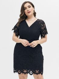 Plus Size Dresses For Women Clothing 2022 Casual V Neck Maid Of Honour Dress Fashion Summer Elegant Lace Sexy Bridesmaid Dresse