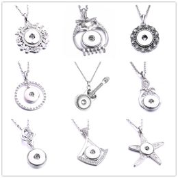 Fahion Painting Snap Button Charms Jewellery Zircon Pendant Fit 18mm Snaps Buttons Necklace for Women Men Punk Noosa