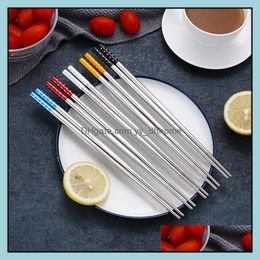Chopsticks Flatware Kitchen Dining Bar Home Garden Metal Stainless Steel 304 Vacuum Anti Skid High Quality Wholesale With Artificial Diam