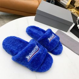 New Paris Luxurys designers Women Ladies wool Slippers Slides Winter fur Fluffy Furry Warm letters Sandals Comfortable Fuzzy Girl Flip FlopTop