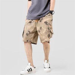 Summer Camouflage Casual Shorts Men Cotton Streetwear Knee Length Mens Cargo Shorts Sidepocket Camo Bermuda Men's Shorts T200512