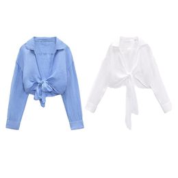 Women's Blouses & Shirts Zach AiIsa Summer Women's Clothing Temperament Simple And Versatile Lapel Long-sleeved Linen Short Shirt TopWom