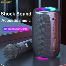 Zealot S61 High Power Wireless Bluetooth Speakers Audio Center Portable Sound Box Powerful Subwoofer FM Radio with Microphone for children sing Party Computer