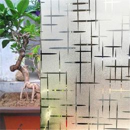 60x200 cm Cross pattern Decoratived Opaque Frosted Window Films Vinyl Static Cling Self adhesive Privacy Glass Stickers Y200416