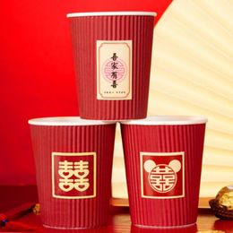 Gift Wrap Bright Colour 10Pcs Useful Thick Portable Wedding Tea Cup Safe Disposable Paper Convenient For HouseholdGift