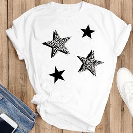 Women Sweet Clothing Leopard Simple Tee Cute Fashion Print Short Sleeve Summer Lovely Clothes Tops Tees T-shirt