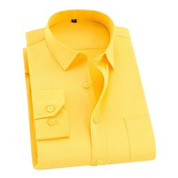 DAVYDAISY 8xl 7xl Men Shirt Long Sleeved Man Business Causal Shirts Twill White Yellow Shirt Brand Formal Shirts Soft LJ200925