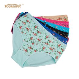 YOUREGINA Women Panties Cotton Plus Size High Waist Print Women's Floral Lingerie Briefs Ladies Under Wear 6pcs/set 220426
