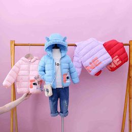 2021 Children Winter Jackets Warm Down Cotton Jacket For Girls Autumn Hooded Long Sleeve Toddler Snowsuits Kids Parka J220718