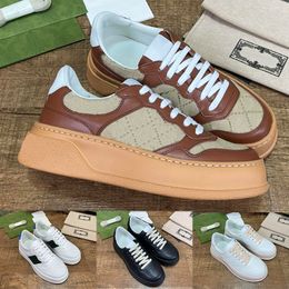 Fashion Men Women Casual Shoes white web black Embossed Leather Chunky Lace-up closure Platform sneaker beige ebony canvas Designer womens Fat Classic sneakers