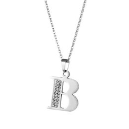 Pendant Necklaces Initial Letter Necklace A-Z Stainless Steel Crystal Alphabet Pendants Letters Men Women Charm JewelryPendant