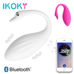 IKOKY Vibrating Vagina Egg G-spot Vibrator Swan Shape sexy Toys for Women Bluetooth Wireless Remote Control Clit Stimulator