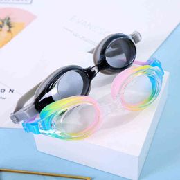 HD Swimming Goggles Adult Waterproof and Anti-fog Children's Swimming Goggles Electroplating Silicone Flat Swimming Goggles G220422