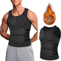 Men's Body Shapers Men's Sweat Sauna Vest Waist Trainer Shaper Neoprene Tank Top Compression Shirt Workout Fitness Back Support Gym Cors