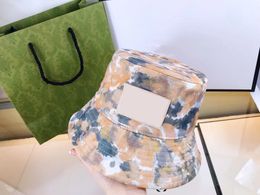 Luxury designer bucket hat summer ink splash style cap hats cotton flat top