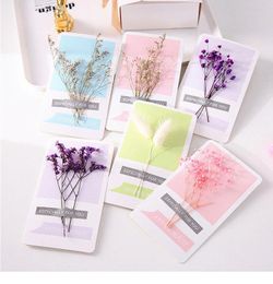 Gift Wrap 10pcs DIY Dried Flower Greeting Card Set Folding Blessing Birthday Wedding Invitation CardGift