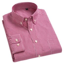Arrival Men's Oxford Wash and Wear Plaid Shirts 100% Cotton Casual High Quality Fashion Design Dress 220323