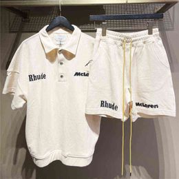 2022 Sumer X Mclaren Brief bestickt Revers Pullover T-Shirt Herren und Damen Kurzarm S-XL Herren Shorts Anzug T220722