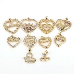 Pendant Necklaces 10Pcs Mama Mom Jewelry Charm Mother's Day Mother Handmade Necklace For Gift Gold Plated Heart WholesalePendant