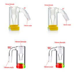 Silicone Bottom Smoking Bong Ash Catchers 14mm 18mm Thick Pyrex Glass Bubbler Ash Catcher 45 90 Degree Ashcatcher for Dab Rig Water Pipes