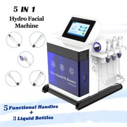 Dermabrasion peeling equipment rf wrinkle removal cold hammer hydro facial ultrasound skin cleaning equipment 5 handles