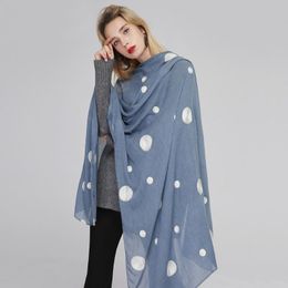 women beach wraps UK - Scarves Solid Color Cotton Linen With Embroidery Dot Women Thin Voile Silk Scarf Beach Cover Shawl Wrap Hijab BufandaScarves