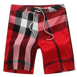 mens summer fashion shorts british b home ice silk thin section mens Colour matching casual short plaid print outer wear trend quickdrying beach pants m3xl