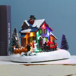 Party Decoration Colour Lights Snow View House Luminous Christmas Ornament Holiday Gift Decoraction Kids GiftsParty