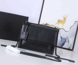 2021 Luxus Designer Sunset Bag Klassische neueste Farbe Damen Umhängetaschen Kettenhandtasche Zahnstochermuster Leder Damen Cross Body Handtaschen