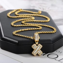 Chains CARLIDANA Hiphop Punk 18K Stainless Steel Long Cuban Chain Letter Necklace Initial Pendant For Women Men Party Birthday