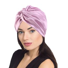 Berets Satin Sleep Cap Silky Night Sleeping Hair Bonnet Hat Silk Feel Cover Pleated Wrap For Women CareBerets