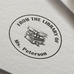 Stamp Personalised custom name stamp self inking From the Library Of This Book Belongs To Back to School 40mm 220630