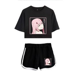 Men's Tracksuits Anime Cartoon Darling In The Franxx Two Piece Sets T Shirt Shorts Women Girls Sports Summer Pullovers Plus Size ClothingMen