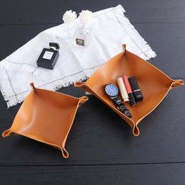 Leather Tobacco Storage Box Desktop Storage Tray Jewelry Key Sundries Makeup Lipstick Portable Cigar Cigarette Cases Box