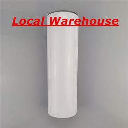Local Warehouse 30oz Sublimation STRAIGHT Tumblers With Straw Stainless Steel Water Bottles Double Insulated Cups Drinking Milk Mugs A12