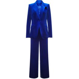 Women's Two Piece Pants Women Suits 2 Fashion With Blazer Royal Blue Velvet Single Breasted Coat Pant For Work Professional Casual Daily Set