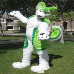 factory Custom Green Husky Fursuit Dog Fox Mascot Costume Animal Suit Halloween Christmas Birthday Full Body Props Costum