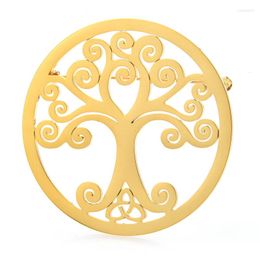 Pins Brooches Wuli&baby Stainless Steel Tree For Women Men Classic Round Life Party Office Brooch Pin GiftsPins